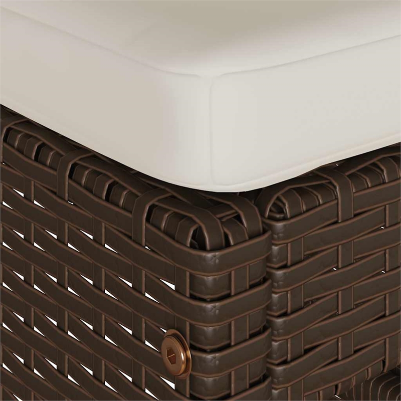 vidaXL Patio Bar Stools with Cushions 2 pcs Brown Poly Rattan