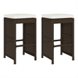 vidaXL Patio Bar Stools with Cushions 2 pcs Brown Poly Rattan