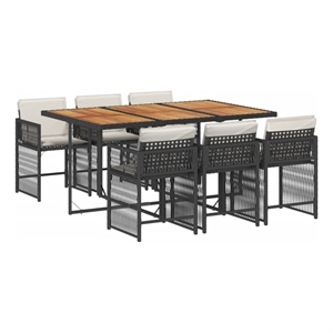 vidaXL Outdoor Dining Set Black/Cream white