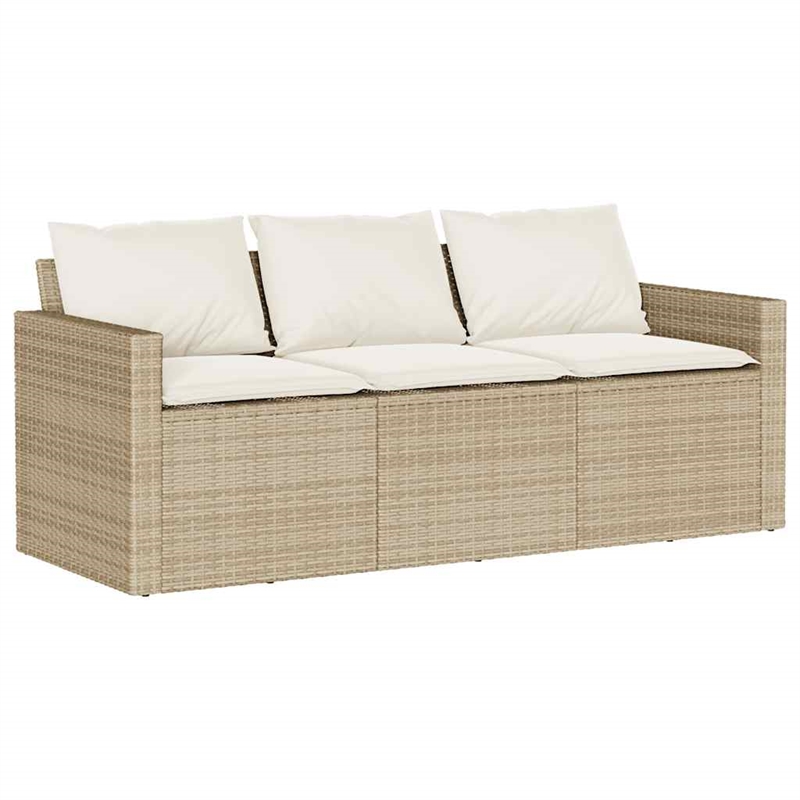 vidaXL 2 Piece Patio Dining Set with Cushions Beige Poly Rattan