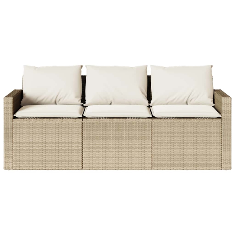 vidaXL 2 Piece Patio Dining Set with Cushions Beige Poly Rattan