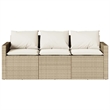 vidaXL 2 Piece Patio Dining Set with Cushions Beige Poly Rattan