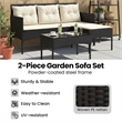 vidaXL Garden Sofa Set 2 pcs Black and Cream Poly Rattan