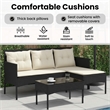 vidaXL Garden Sofa Set 2 pcs Black and Cream Poly Rattan
