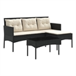 vidaXL Garden Sofa Set 2 pcs Black and Cream Poly Rattan