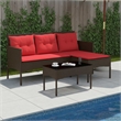 vidaXL Garden Sofa Set 2 pcs Brown and Red Poly Rattan