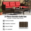 vidaXL Garden Sofa Set 2 pcs Brown and Red Poly Rattan