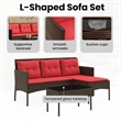 vidaXL Garden Sofa Set 2 pcs Brown and Red Poly Rattan