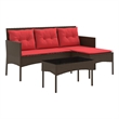 vidaXL Garden Sofa Set 2 pcs Brown and Red Poly Rattan