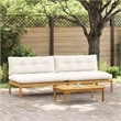 vidaXL Middle Sofa Unit 2 pcs Natural and Cream White Acacia Wood