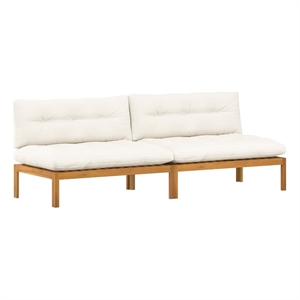 vidaXL Middle Sofa Unit 2 pcs Natural and Cream White Acacia Wood
