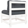 vidaXL Middle Sofa with Cushions White Solid Wood Pine