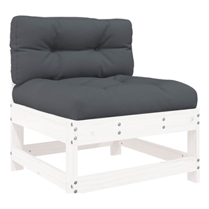 vidaXL Middle Sofa with Cushions White Solid Wood Pine