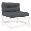 vidaXL Middle Sofa with Cushions White Solid Wood Pine