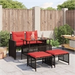 vidaXL 4 Piece Patio Sofa Set with Cushions Brown Poly Rattan Glass