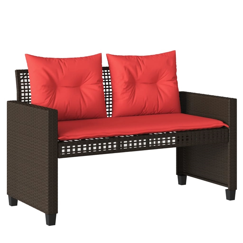 vidaXL 4 Piece Patio Sofa Set with Cushions Brown Poly Rattan Glass