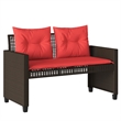 vidaXL 4 Piece Patio Sofa Set with Cushions Brown Poly Rattan Glass
