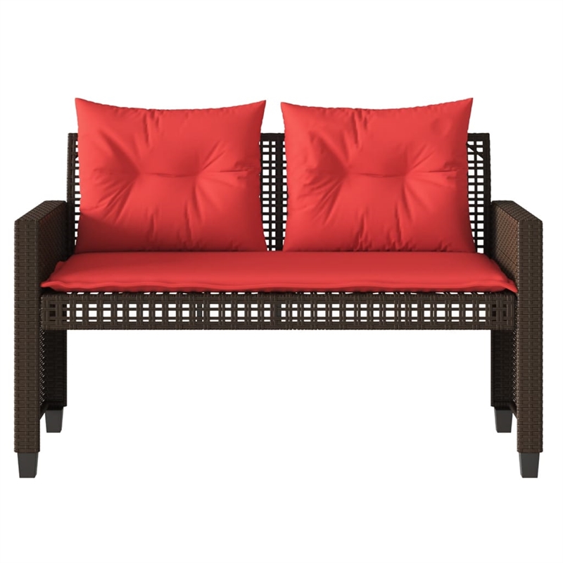 vidaXL 4 Piece Patio Sofa Set with Cushions Brown Poly Rattan Glass