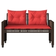 vidaXL 4 Piece Patio Sofa Set with Cushions Brown Poly Rattan Glass