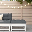 vidaXL Patio Footstool with Cushion White Solid Wood Pine