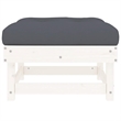 vidaXL Patio Footstool with Cushion White Solid Wood Pine