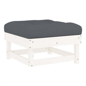 vidaXL Patio Footstool with Cushion White Solid Wood Pine