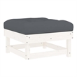 vidaXL Patio Footstool with Cushion White Solid Wood Pine