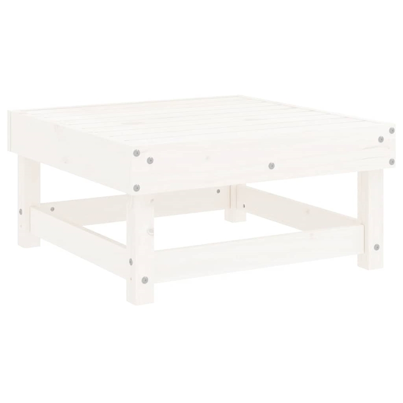vidaXL Patio Footstools with Cushions 2pcs White Solid Wood Pine