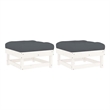 vidaXL Patio Footstools with Cushions 2pcs White Solid Wood Pine