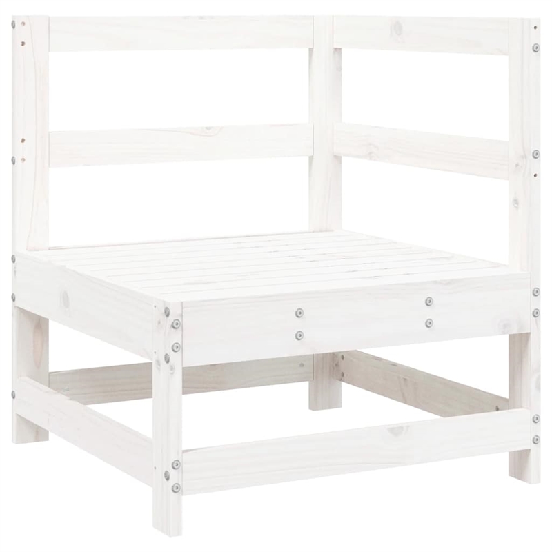vidaXL Corner Sofa with Cushions White Solid Wood Pine