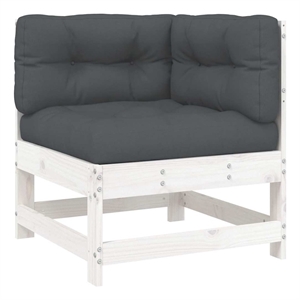 vidaXL Corner Sofa with Cushions White Solid Wood Pine