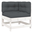 vidaXL Corner Sofa with Cushions White Solid Wood Pine