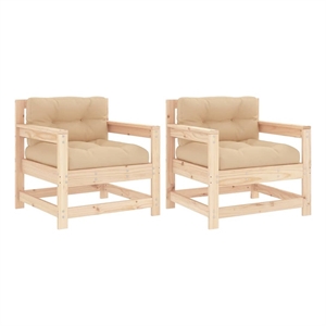 vidaXL Patio Chairs with Cushions 2 pcs Solid Wood Pine