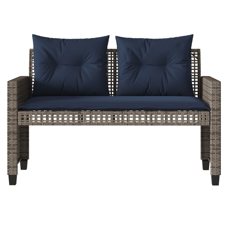 vidaXL 4 Piece Patio Sofa Set with Cushions Gray Poly Rattan Glass