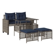 vidaXL 4 Piece Patio Sofa Set with Cushions Gray Poly Rattan Glass