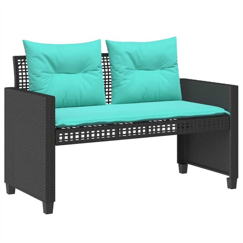 vidaXL 4 Piece Patio Sofa Set with Cushions Black Poly Rattan Glass