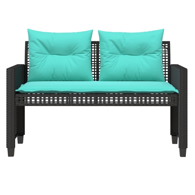 vidaXL 4 Piece Patio Sofa Set with Cushions Black Poly Rattan Glass