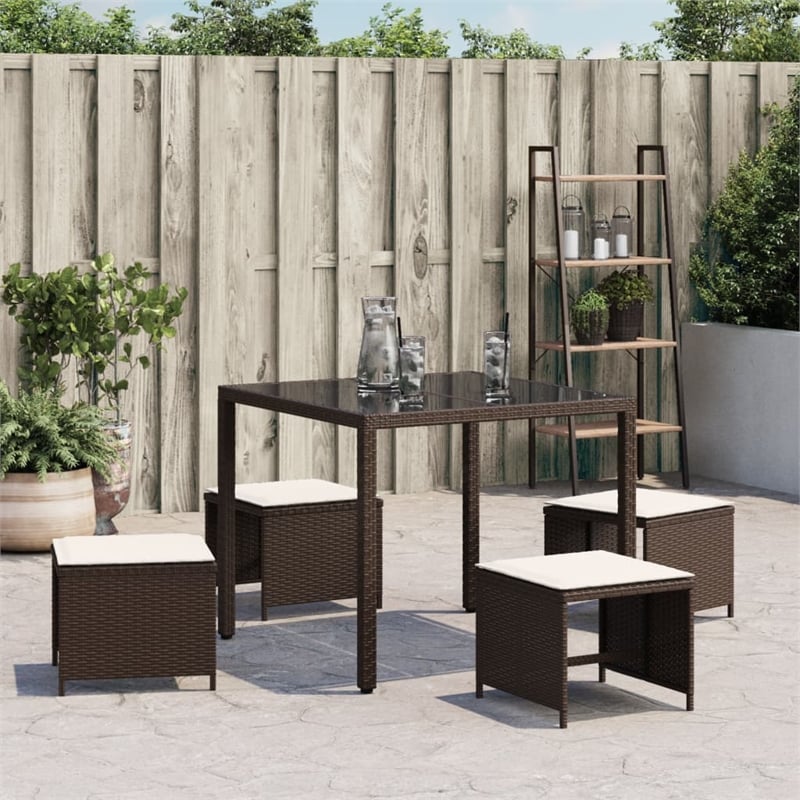 vidaXL Patio Stools with Cushions 4 pcs Brown 15.7