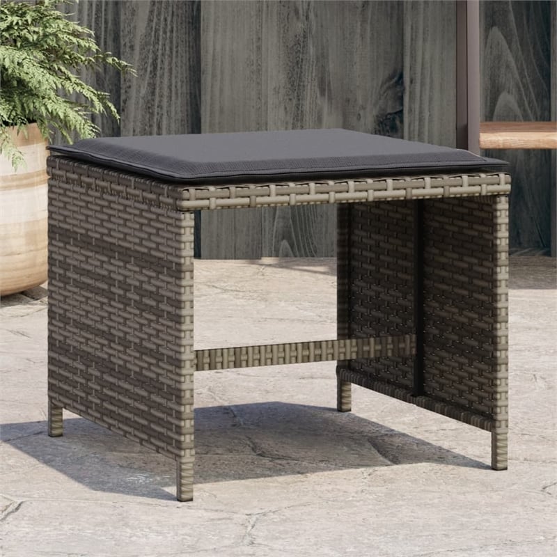 vidaXL Patio Stools with Cushions 4 pcs Gray 15.7