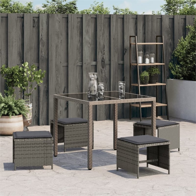 vidaXL Patio Stools with Cushions 4 pcs Gray 15.7