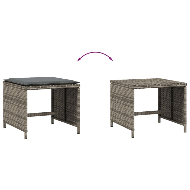 vidaXL Patio Stools with Cushions 4 pcs Gray 15.7