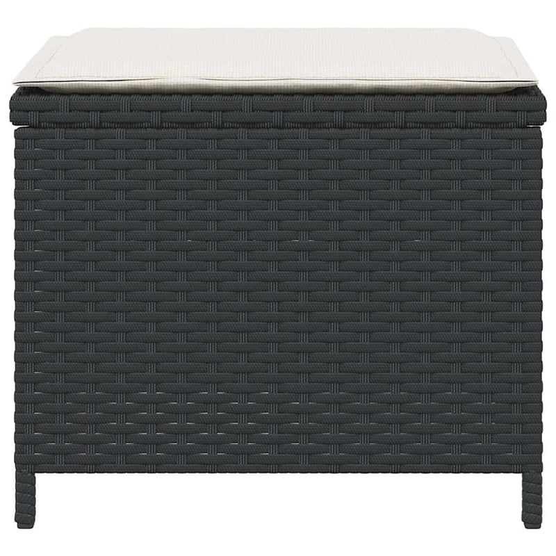 vidaXL Garden Stool Set of 4 Black (Stool)/Cream (Cushion)