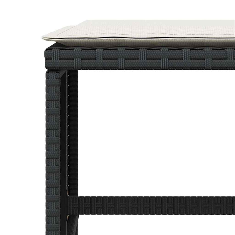 vidaXL Garden Stool Set of 4 Black (Stool)/Cream (Cushion)