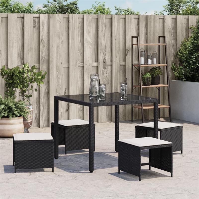 vidaXL Patio Stools with Cushions 4 pcs Black 15.7