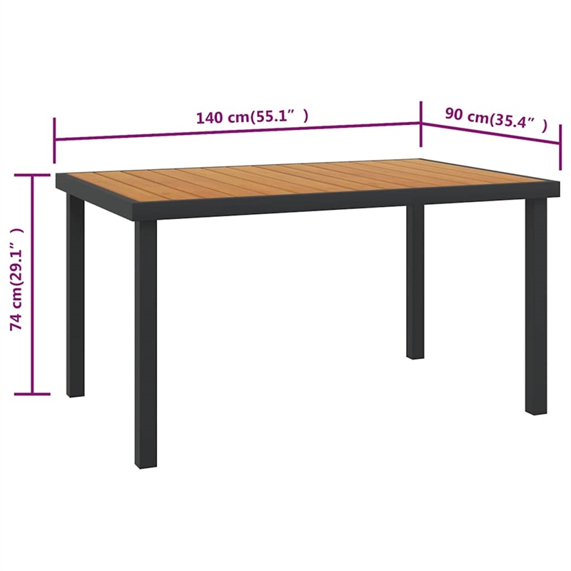 vidaXL Patio Table Brown 55.1