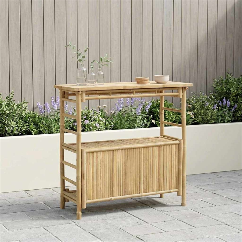 vidaXL Outdoor Bar Table Natural 43.31 x 19.69 x 41.34 in Bamboo
