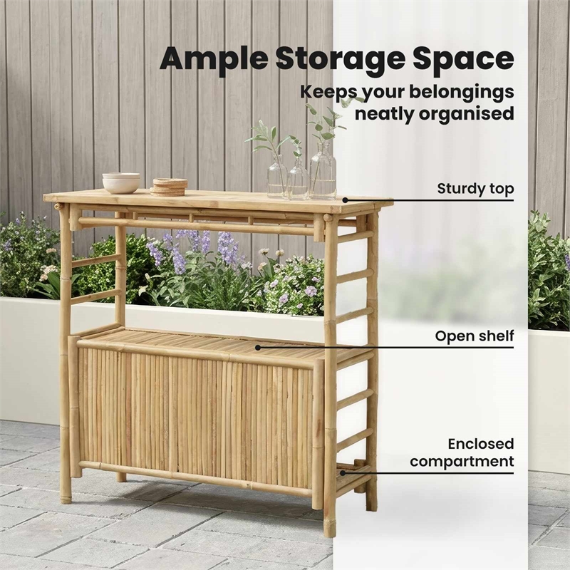 vidaXL Outdoor Bar Table Natural 43.31 x 19.69 x 41.34 in Bamboo
