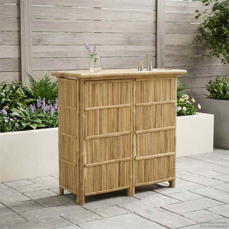 vidaXL Outdoor Bar Table Natural 45.28 x 21.65 x 41.34 in Bamboo