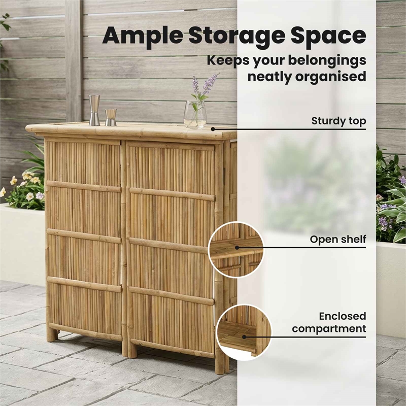 vidaXL Outdoor Bar Table Natural 45.28 x 21.65 x 41.34 in Bamboo