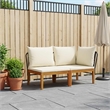 vidaXL 2 pcs Garden Lounge Set with Cushions Solid Acacia Wood & Rope